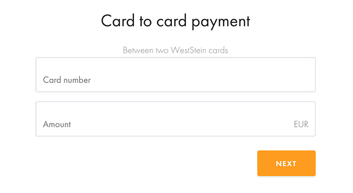 Image of card to card payment screen